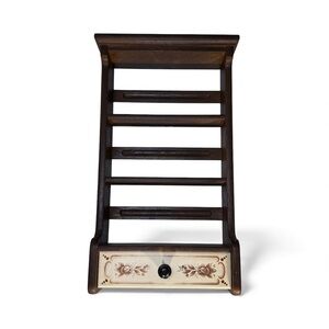 Wooden Shelf 3 Tiers + Pullout Drawer Stand / Hang Wood Brown Floral Design Used